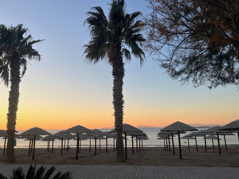 Athena's Journey 2025 kavouri-beach palm umbrellas